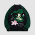 Chaqueta bordada con estampado de loto y rana