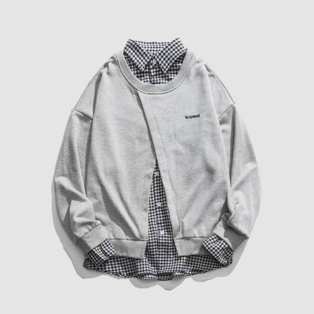 Gefälschtes Zwei-Karo-Sweatshirt mit Kragen
