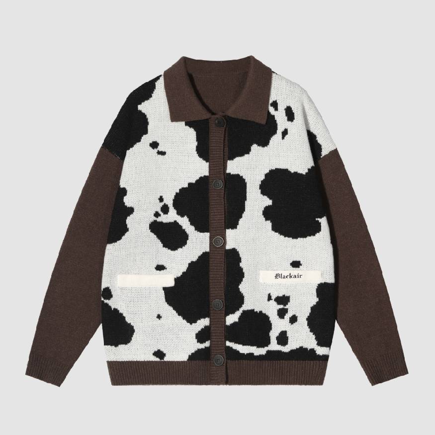 Suéter tipo cárdigan con estampado de vaca