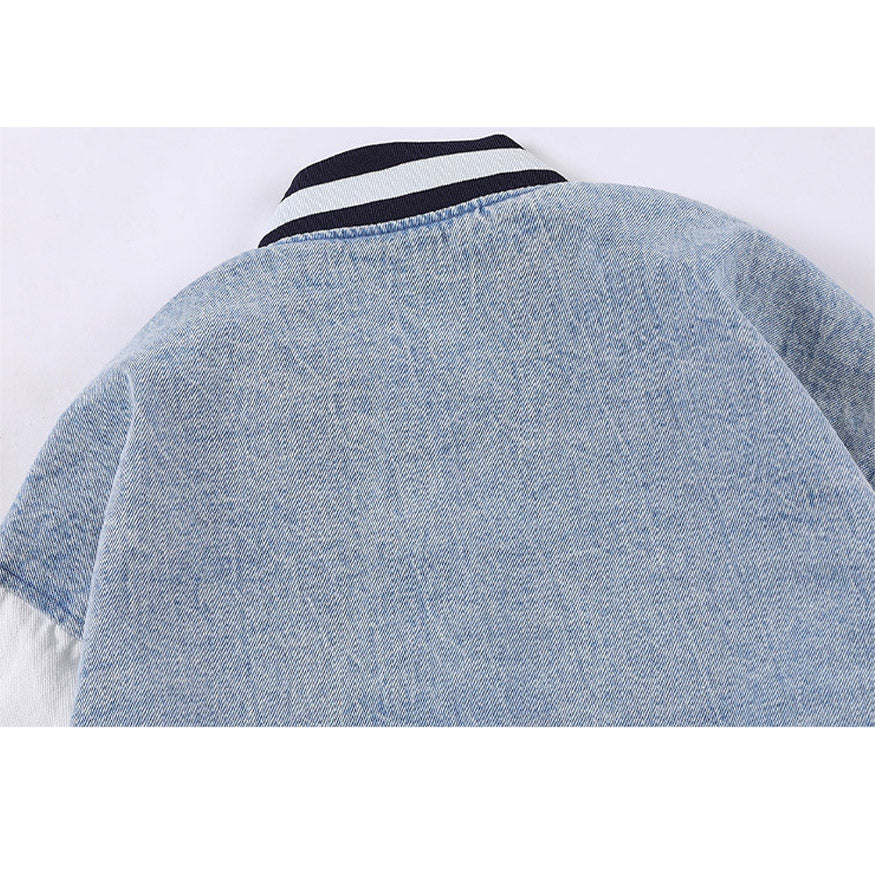 Embroidery Patchwork Denim Baseball Jacket