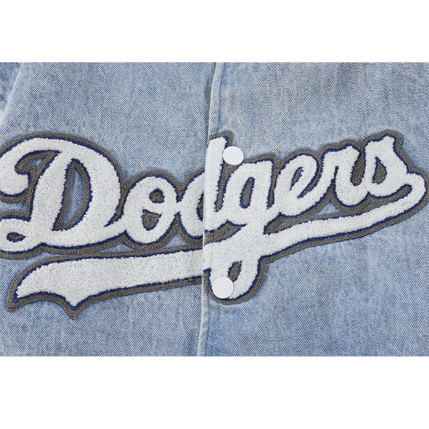 Embroidery Patchwork Denim Baseball Jacket