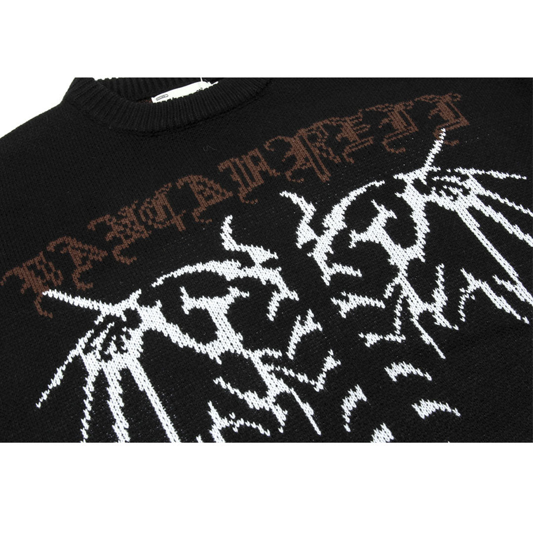 Skelett-Pullover mit zerrissenem Saum