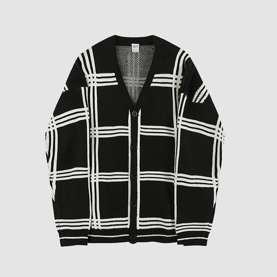 Vintage karierte Strickjacke