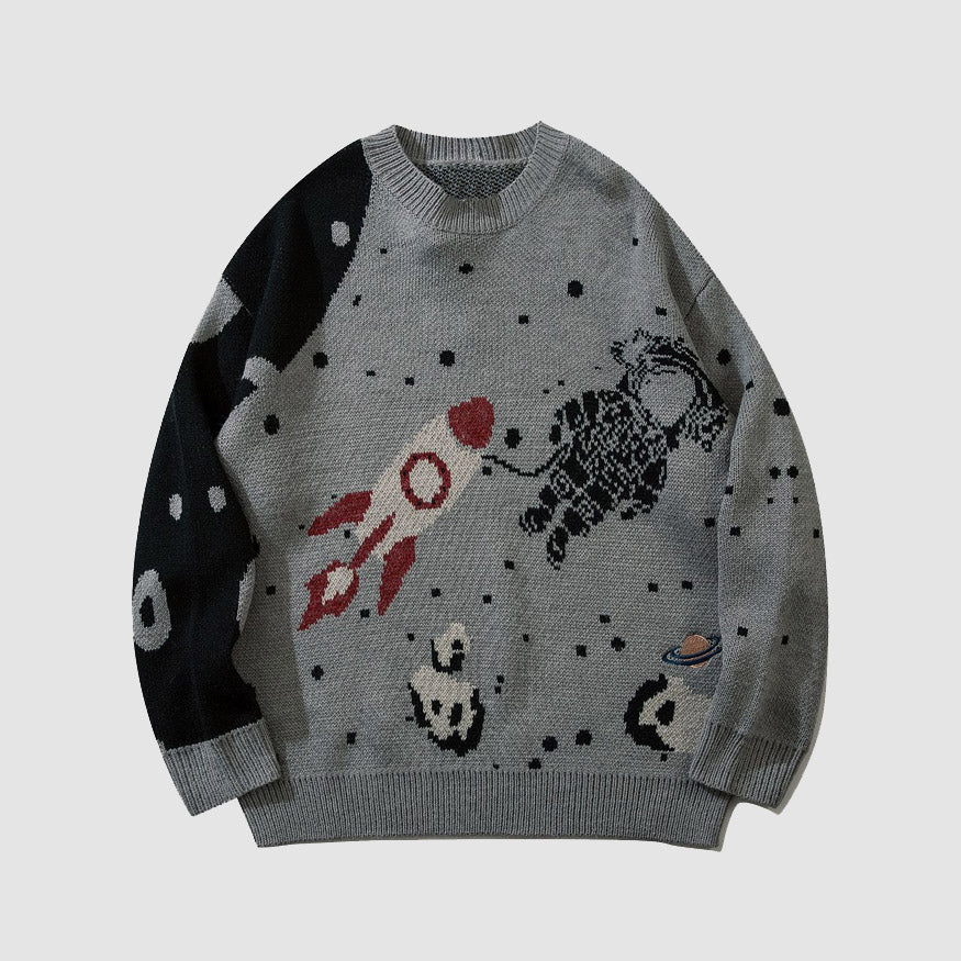 Gestrickter Pullover mit Astronautenmuster