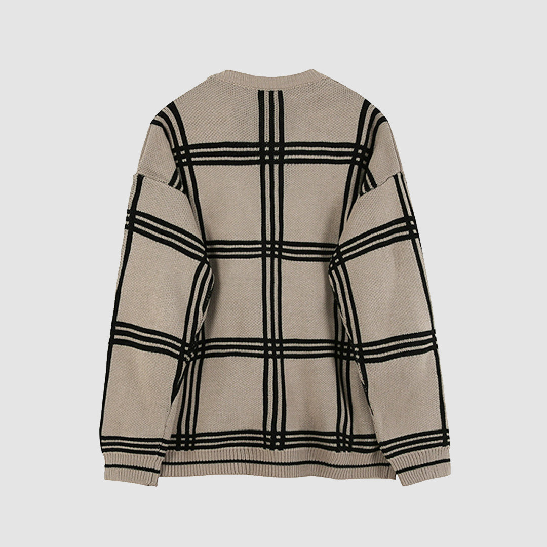Vintage karierte Strickjacke