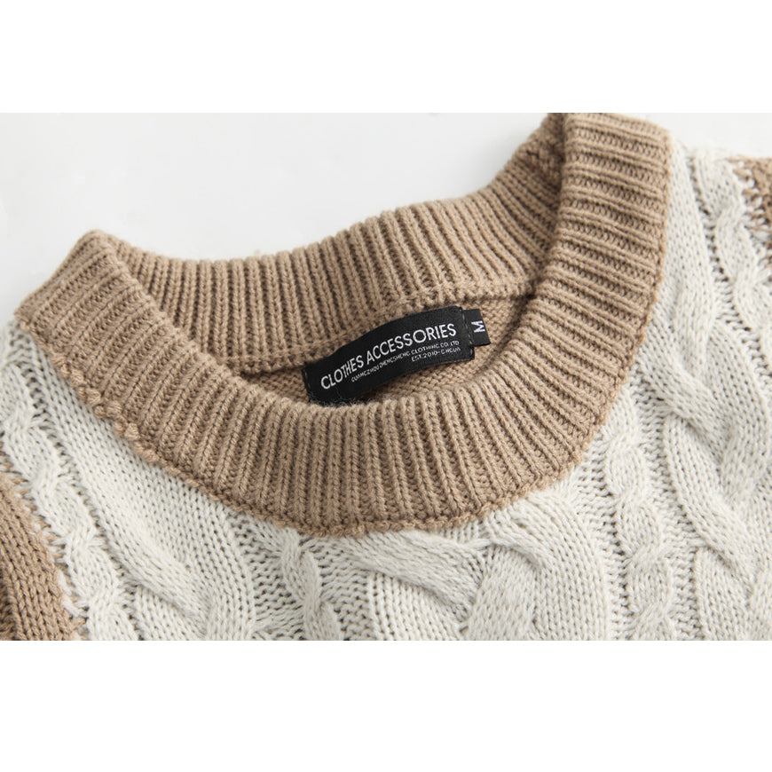 Farbblock-Pullover im College-Stil