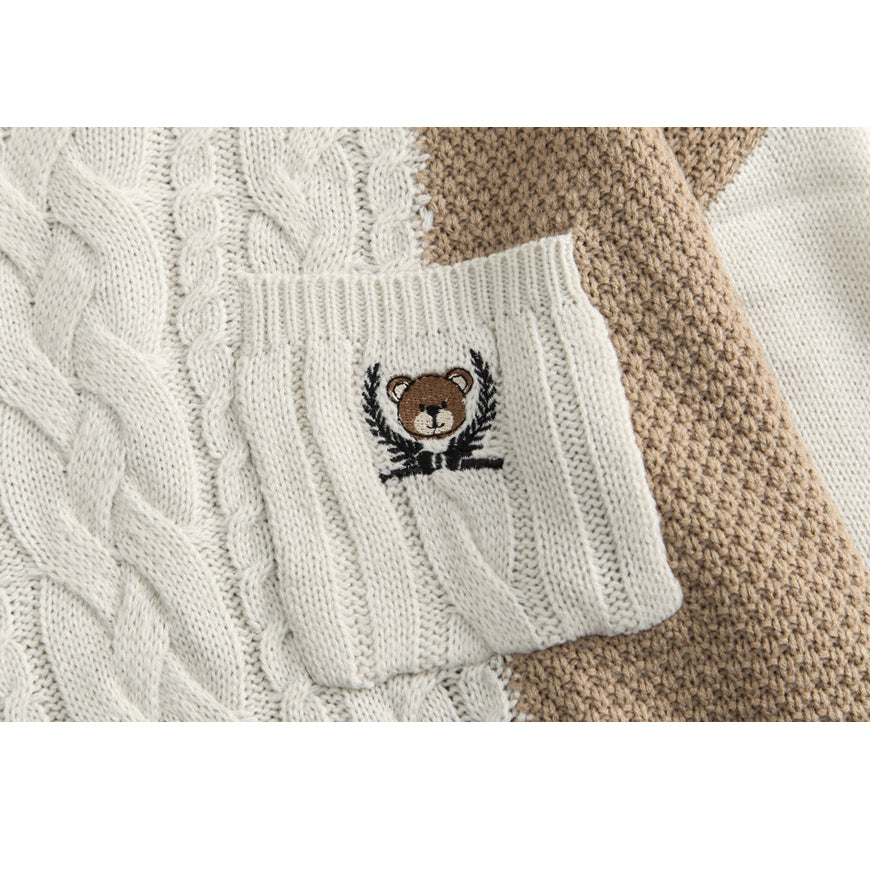Farbblock-Pullover im College-Stil