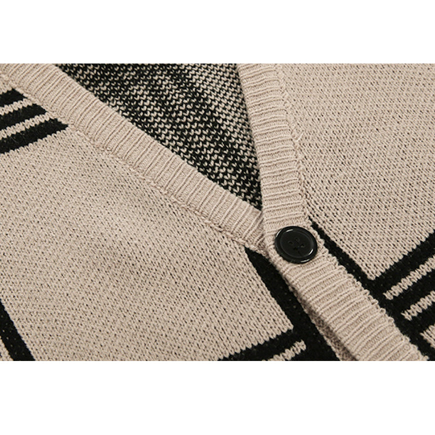 Vintage karierte Strickjacke
