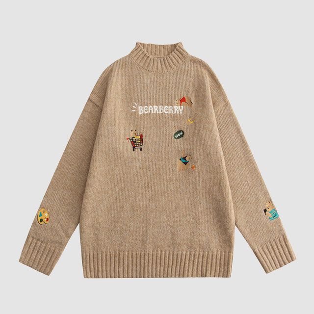 Bestickter Bärenpullover