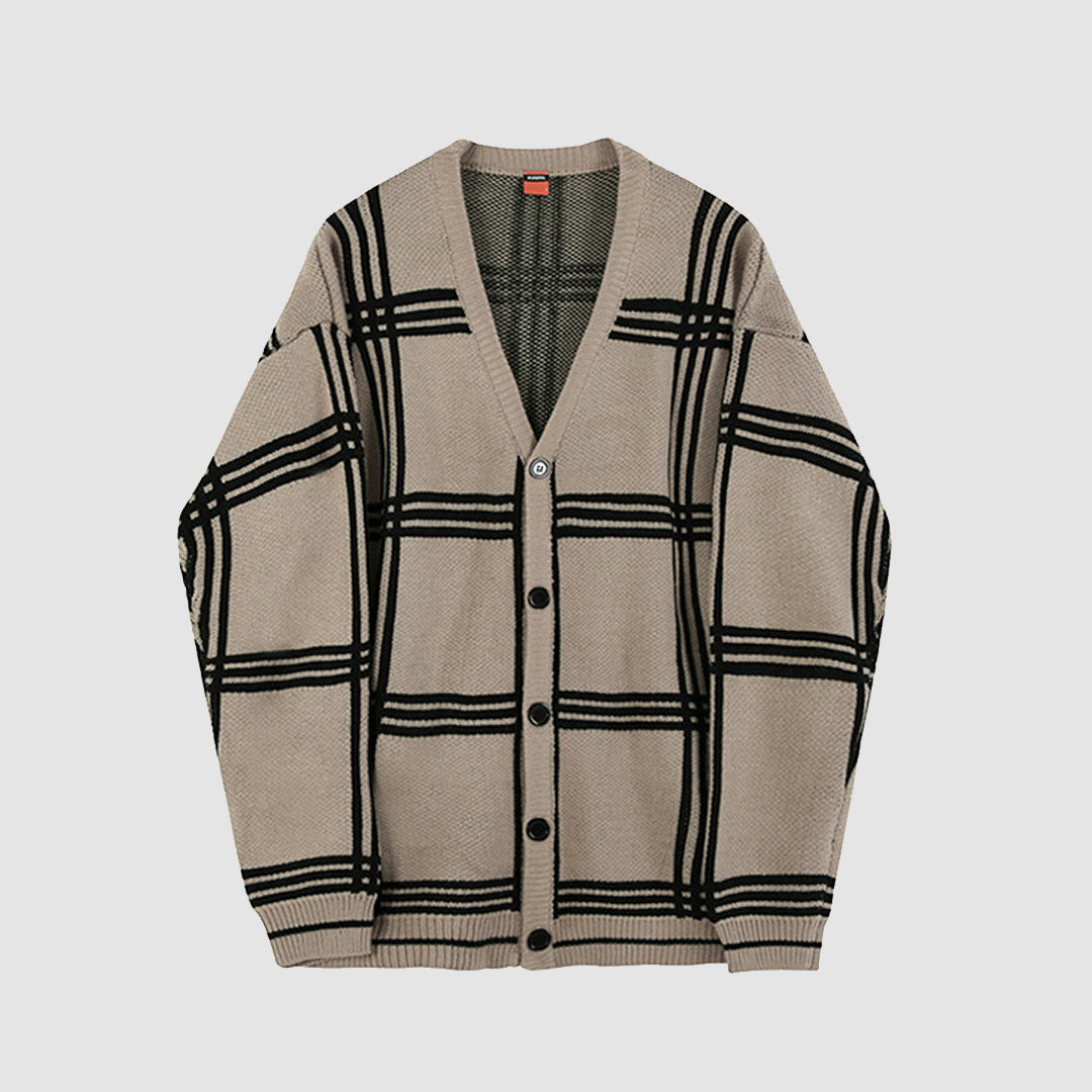 Vintage karierte Strickjacke