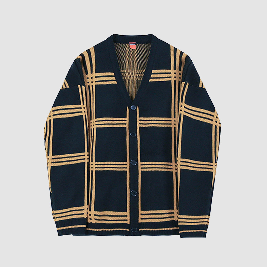 Vintage karierte Strickjacke