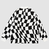 Plaid-Sweatshirt mit bestickten Buchstaben