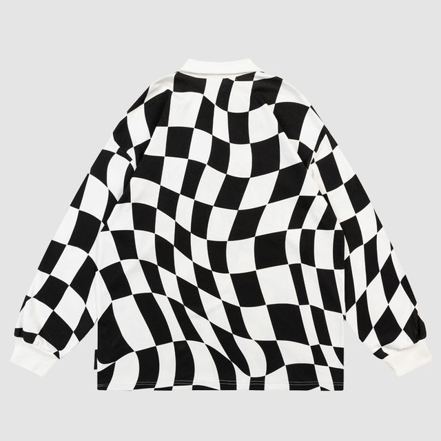 Plaid-Sweatshirt mit bestickten Buchstaben