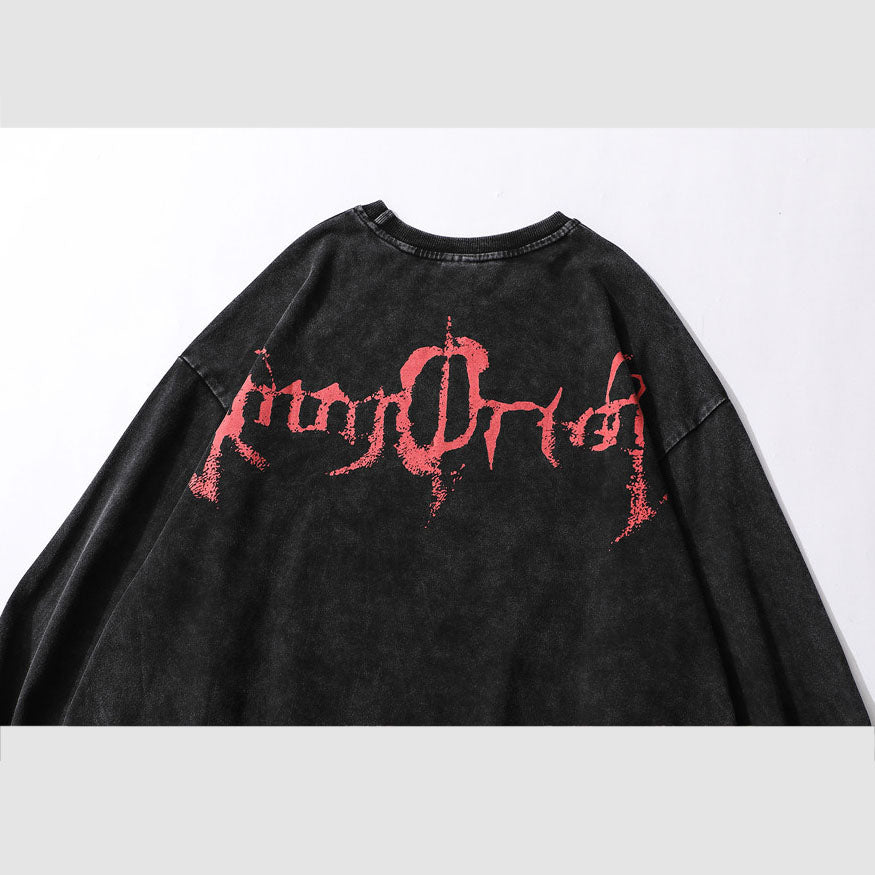 Sudadera con estampado de esqueleto del diablo