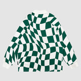 Plaid-Sweatshirt mit bestickten Buchstaben