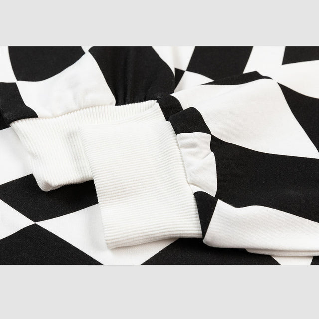 Plaid-Sweatshirt mit bestickten Buchstaben