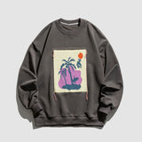 Sudadera con ilustración de puesta de sol